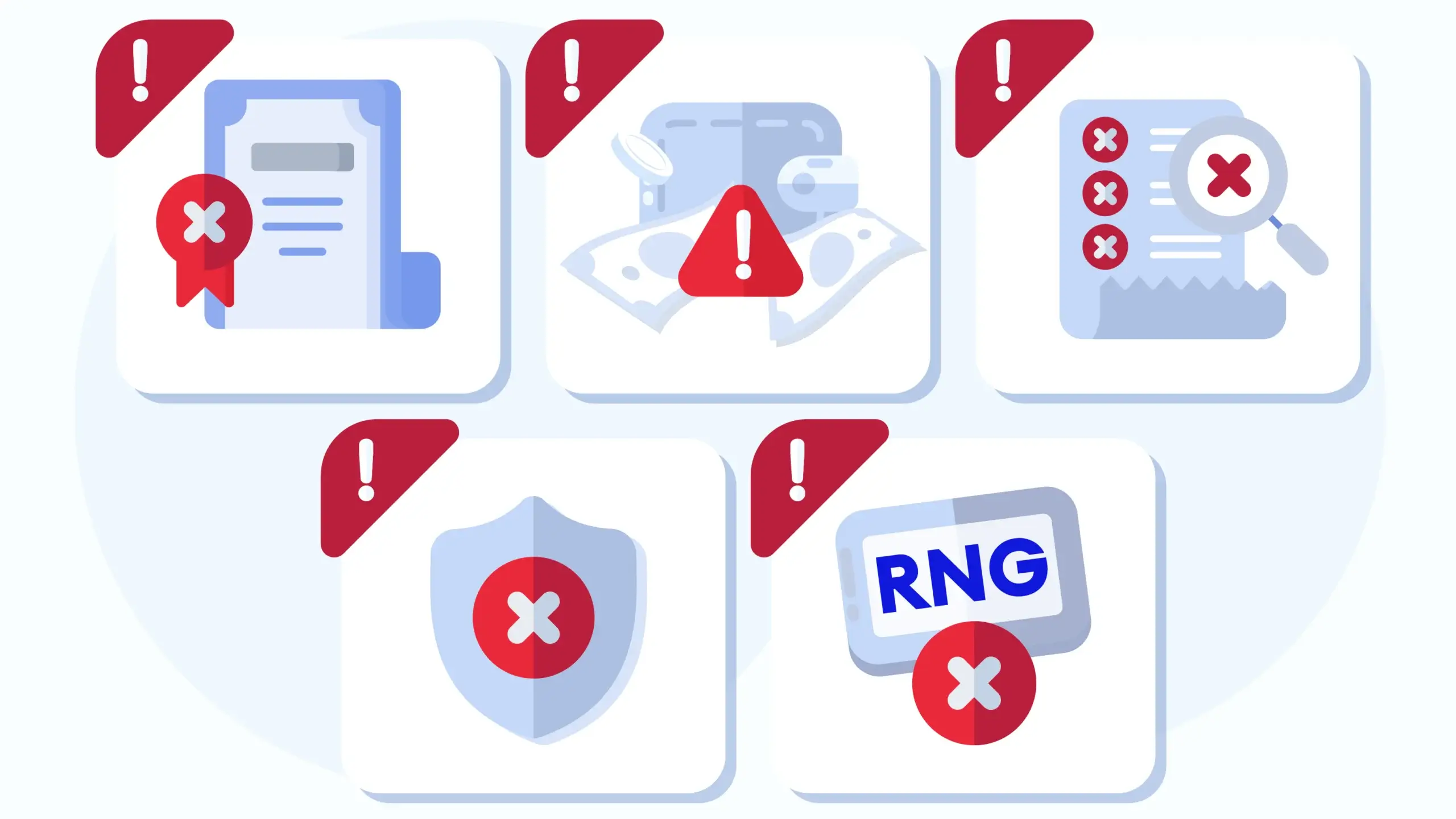 KingCasinoBonus red flag disqualification criteria showing unverified licence removed before scoring withdrawal issues removed immediately bonus voiding terms if unenforceable RNG certification missing no current eCOGRA or iTechLabs report and lack of responsible gambling tools automatic disqualification even if all other criteria score 5 out of 5