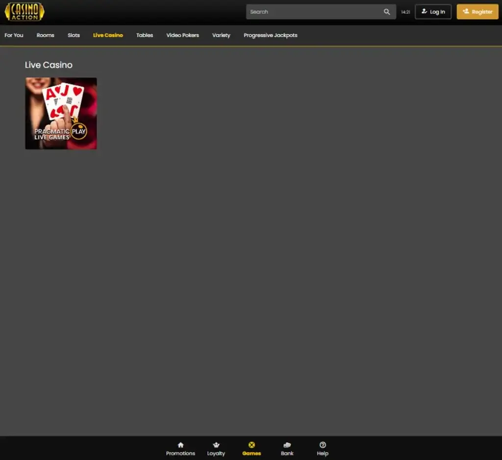 Casino Action desktop live casino lobby screenshot featuring live dealer games and real-time streaming interface - review testing Casino Action desktop live casino lobby screenshot featuring live dealer games and real-time streaming interface - review testing