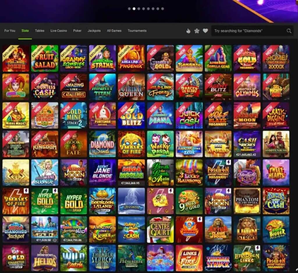 Gaming Club Casino desktop slots lobby screenshot presenting variety of slot games with categories and providers - tested