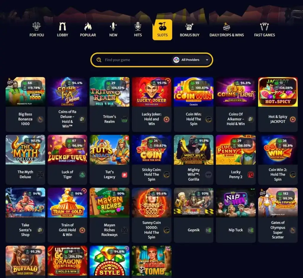 Hell Spin Casino desktop slots lobby screenshot presenting variety of slot games with categories and providers - Tested Hell Spin Casino desktop slots lobby screenshot presenting variety of slot games with categories and providers - Tested