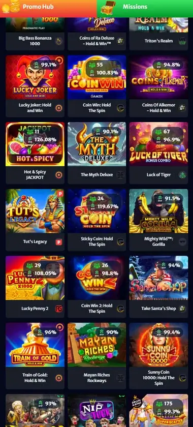 Hell Spin Casino mobile slots interface screenshot showing slot game selection with popular titles and filtering options - captured during platform testing Hell Spin Casino mobile slots interface screenshot showing slot game selection with popular titles and filtering options - captured during platform testing