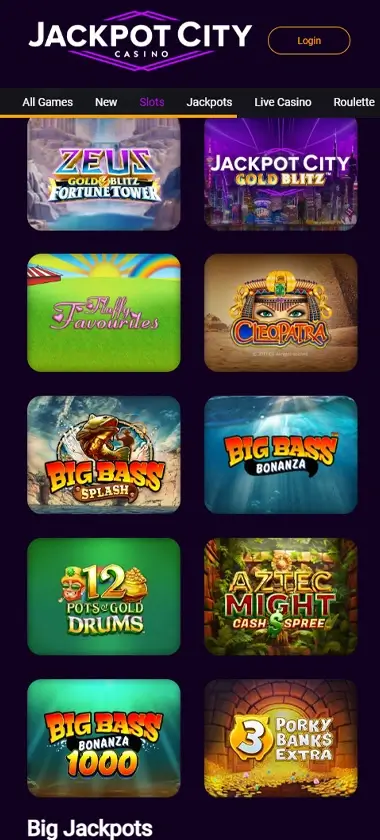 Jackpot City Casino mobile slots interface screenshot showing slot game selection with popular titles and filtering options - Tested Jackpot City Casino mobile slots interface screenshot showing slot game selection with popular titles and filtering options - Tested