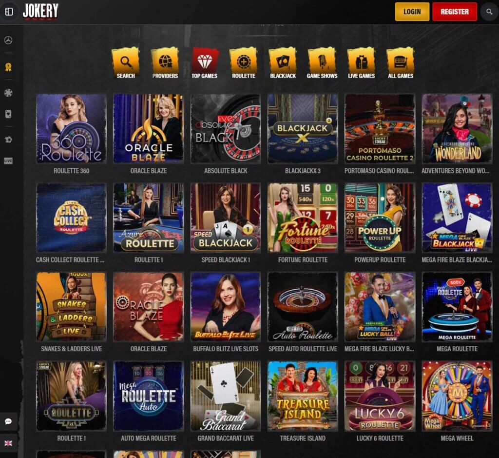 Jokery Casino desktop live casino lobby screenshot featuring live dealer games and real-time streaming interface - review testing Jokery Casino desktop live casino lobby screenshot featuring live dealer games and real-time streaming interface - review testing