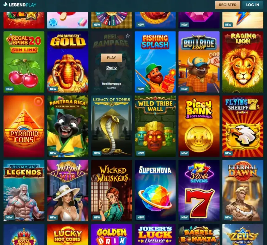 LegendPlay Casino desktop slots lobby screenshot presenting variety of slot games with categories and providers - verified LegendPlay Casino desktop slots lobby screenshot presenting variety of slot games with categories and providers - verified