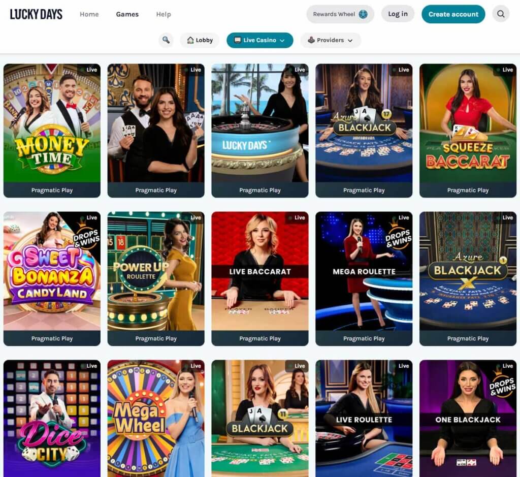Lucky Days Casino desktop live casino lobby screenshot featuring live dealer games and real-time streaming interface - tested Lucky Days Casino desktop live casino lobby screenshot featuring live dealer games and real-time streaming interface - tested