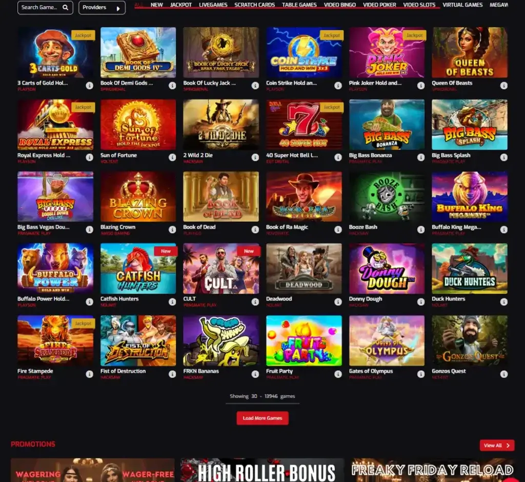 Royal Stars Casino desktop homepage screenshot displaying main casino lobby with featured games, promotions and navigation menu - tested