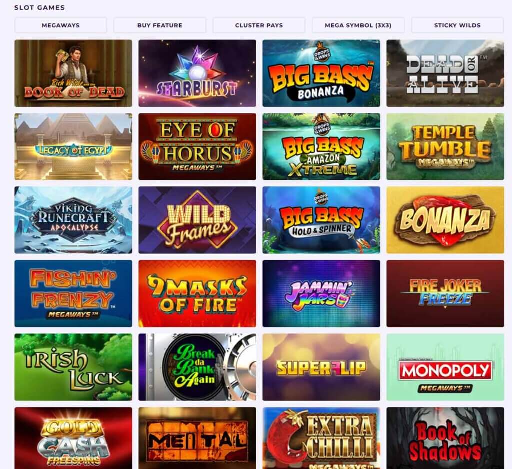 Slot Planet Casino desktop slots lobby screenshot presenting variety of slot games with categories and providers - verified