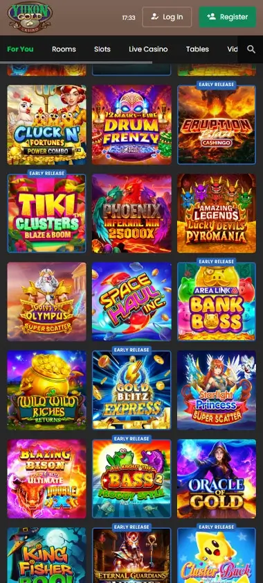 Yukon Gold Casino mobile homepage screenshot showing main casino lobby with featured games and promotions - Tested Yukon Gold Casino mobile homepage screenshot showing main casino lobby with featured games and promotions - Tested