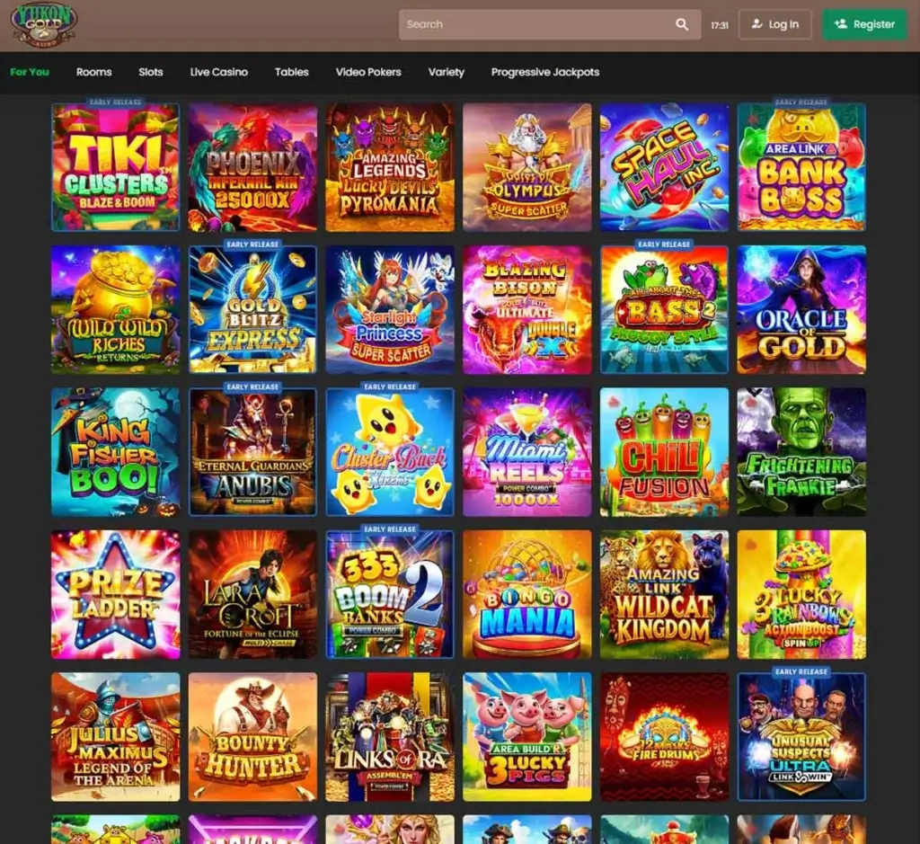 Yukon Gold Casino desktop homepage screenshot displaying main casino lobby with featured games, promotions and navigation menu - Tested Yukon Gold Casino desktop homepage screenshot displaying main casino lobby with featured games, promotions and navigation menu - Tested