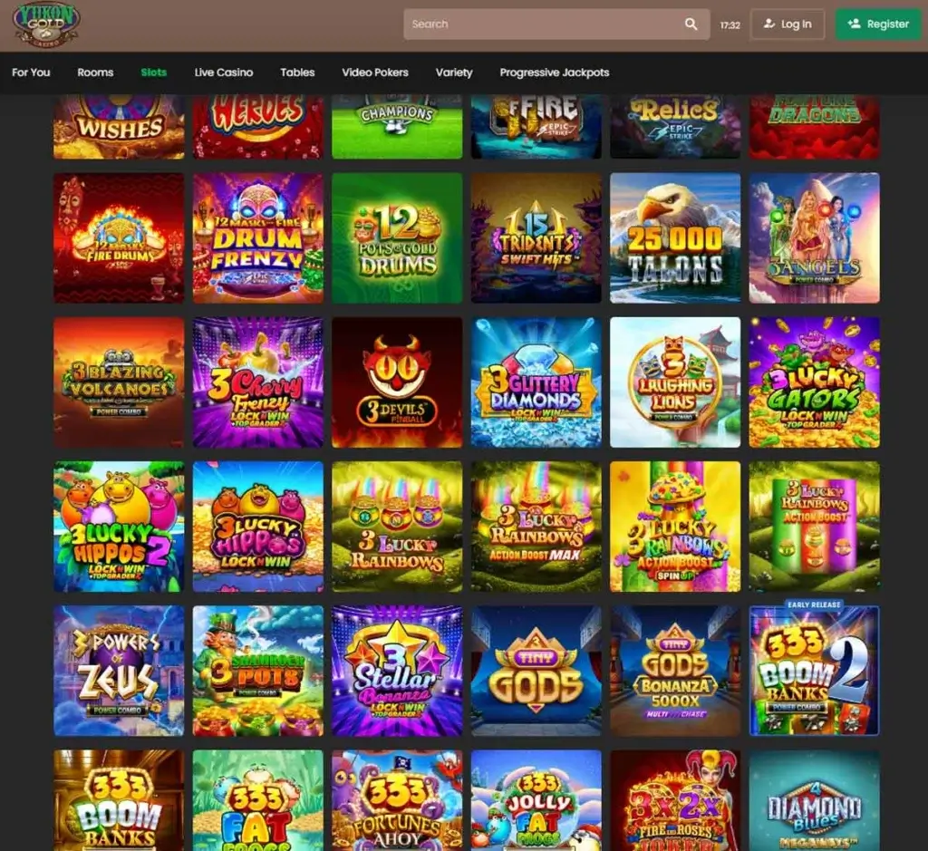 Yukon Gold Casino desktop slots lobby screenshot presenting variety of slot games with categories and providers - Tested Yukon Gold Casino desktop slots lobby screenshot presenting variety of slot games with categories and providers - Tested