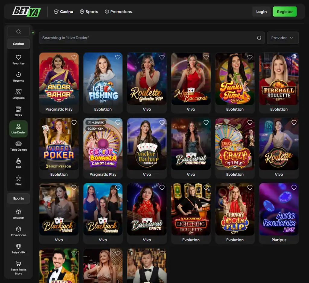 BetYa Casino desktop live casino lobby screenshot featuring live dealer games and real-time streaming interface - review testing BetYa Casino desktop live casino lobby screenshot featuring live dealer games and real-time streaming interface - review testing