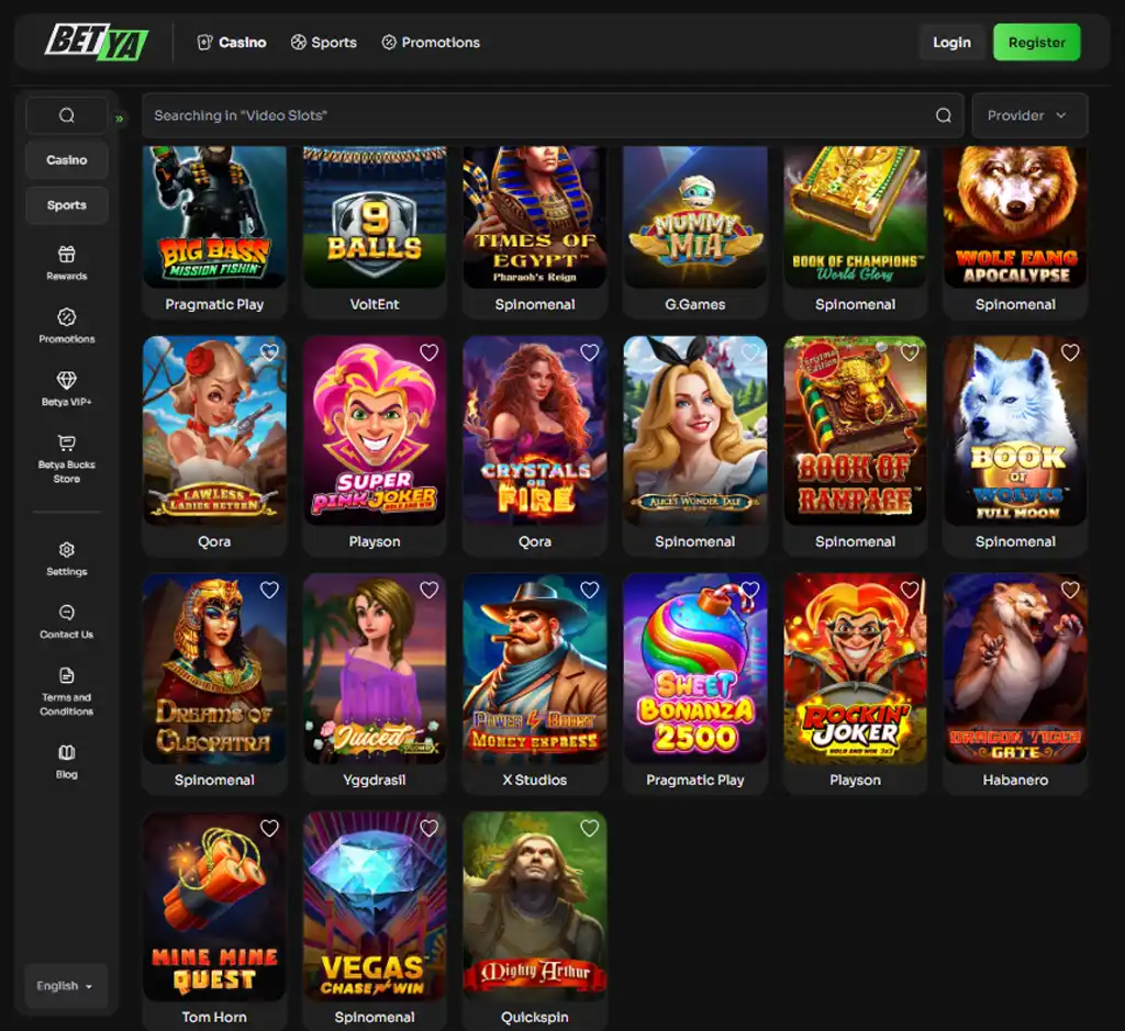 BetYa Casino desktop slots lobby screenshot presenting variety of slot games with categories and providers - verified BetYa Casino desktop slots lobby screenshot presenting variety of slot games with categories and providers - verified