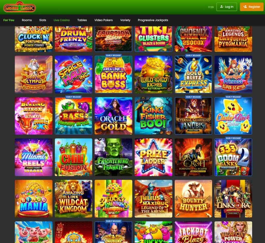 Casino Classic desktop homepage screenshot displaying main casino lobby with featured games, promotions and navigation menu - tested