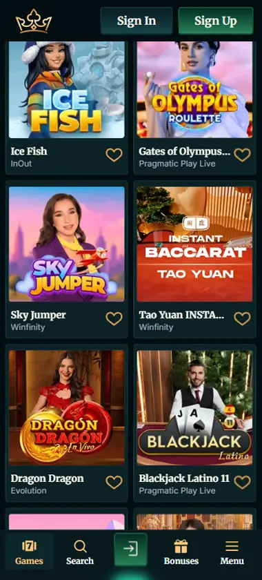 FairCrown Casino mobile live casino interface showing live dealer tables including blackjack and roulette - captured during platform testing FairCrown Casino mobile live casino interface showing live dealer tables including blackjack and roulette - captured during platform testing