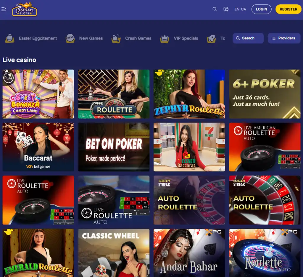 Jasmin Slots Casino desktop live casino lobby screenshot featuring live dealer games and real-time streaming interface - review testing Jasmin Slots Casino desktop live casino lobby screenshot featuring live dealer games and real-time streaming interface - review testing