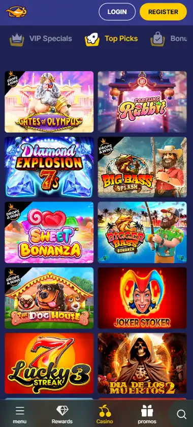 Jasmin Slots Casino mobile popular games section screenshot showing featured casino games and player favorite titles - captured during platform testing Jasmin Slots Casino mobile popular games section screenshot showing featured casino games and player favorite titles - captured during platform testing