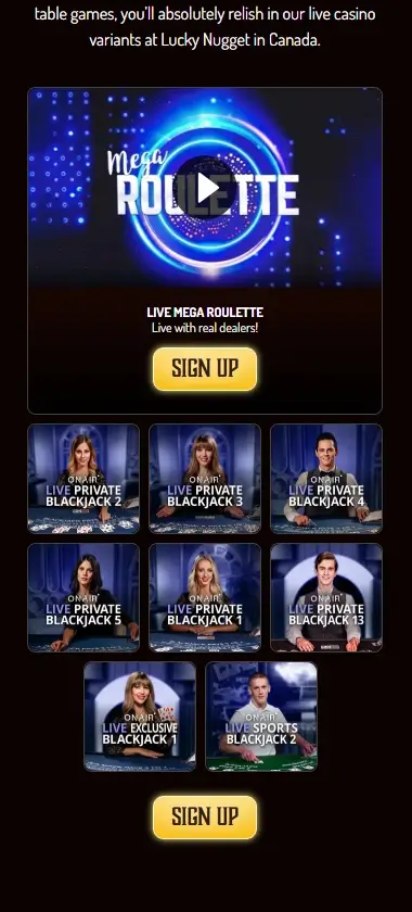 Lucky Nugget Casino desktop live casino lobby screenshot featuring live dealer games and real-time streaming interface - tested