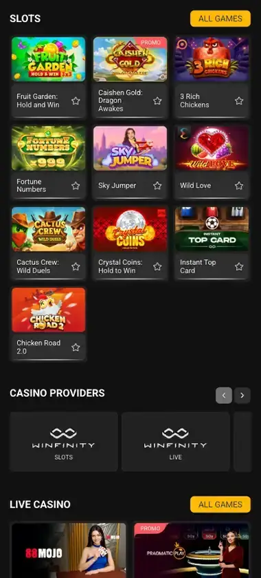 Melbet Casino Mobile Preview 1