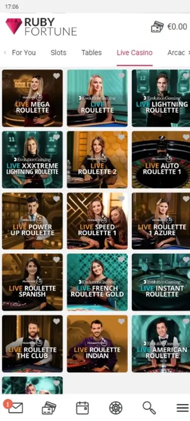 Ruby Fortune Casino mobile live casino interface screenshot showing live dealer tables including blackjack and roulette - Tested Ruby Fortune Casino mobile live casino interface screenshot showing live dealer tables including blackjack and roulette - Tested
