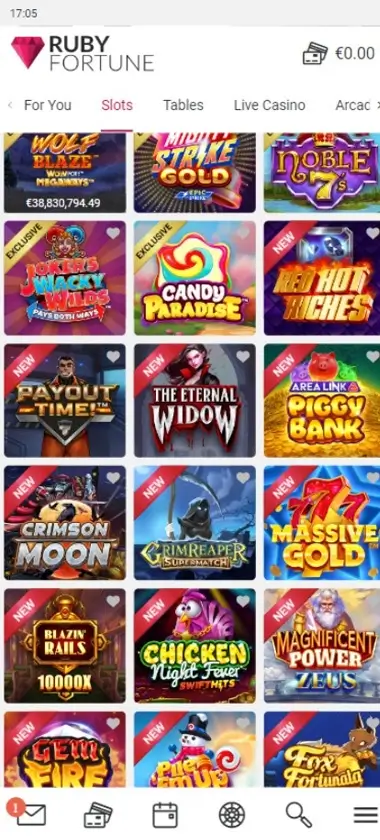 Ruby Fortune Casino mobile slots interface screenshot showing slot game selection with popular titles and filtering options - Tested Ruby Fortune Casino mobile slots interface screenshot showing slot game selection with popular titles and filtering options - Tested